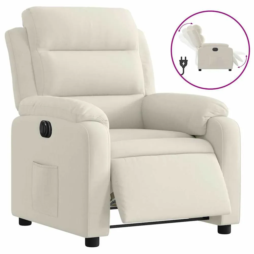 Fauteuil verstelbaar elektrisch stof crèmekleurig