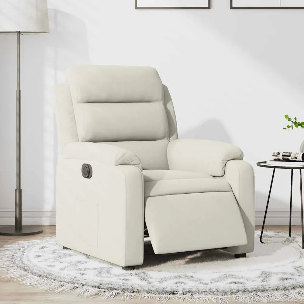 Fauteuil verstelbaar elektrisch stof crèmekleurig