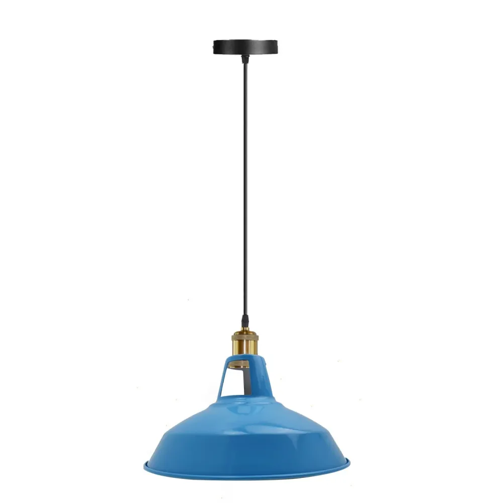 Moderne blauwe lampenkap, industriële retro-stijl, metalen plafondlamp ~ 2555