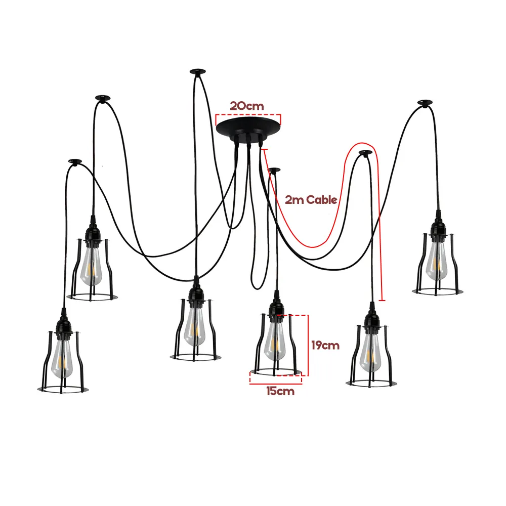 Retro kroonluchter plafondlamp Spider Light industriële hanglamp ~2614