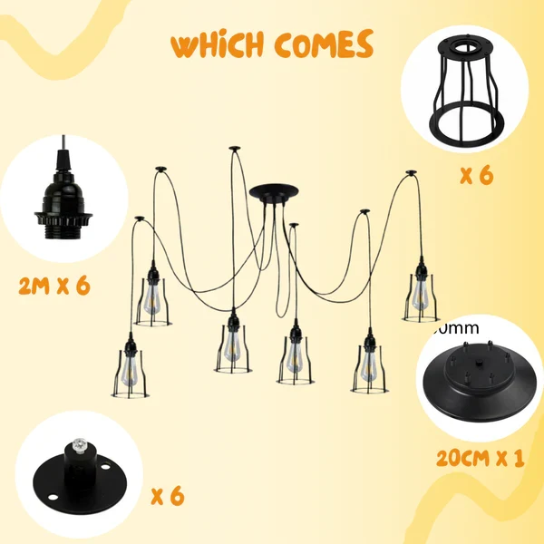 Retro kroonluchter plafondlamp Spider Light industriële hanglamp ~2614