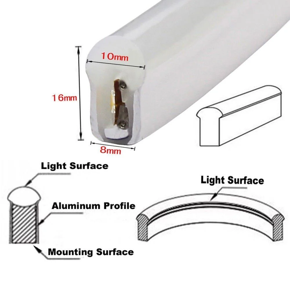Rode DC12V neon LED-lichtslang, commerciële flexibele waterdichte strip, feestbar, decoratie ~ 2871