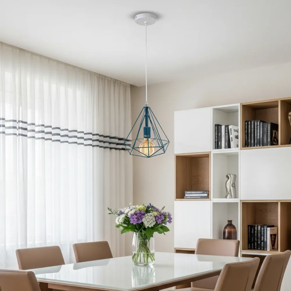 Vintage industriële retro hangende plafondlamp van metaaldraad E27 kooi ~ 2329