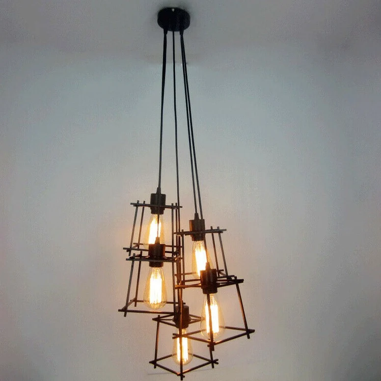 Vintage industriële retro plafondlamp kooi loft kroonluchter hanglamp lamp~2143