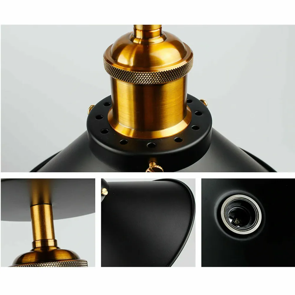 Zwarte en gouden plafondlamp met inbouwkap~2144