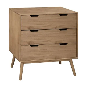 Mobiele Nachtkastje Bali 3C Kleur Was, Massief Grenen en Metalen Geleiders, 80 cm Lengte