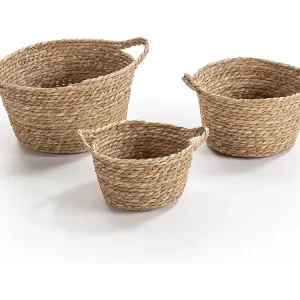 Ergonomisch Set van 3 natuurlijke vezelmanden Sole met handvatten