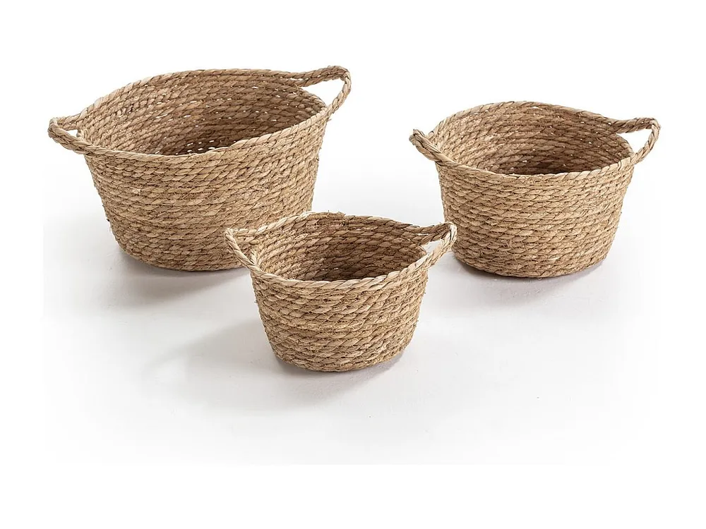 Ergonomisch Set van 3 natuurlijke vezelmanden Sole met handvatten