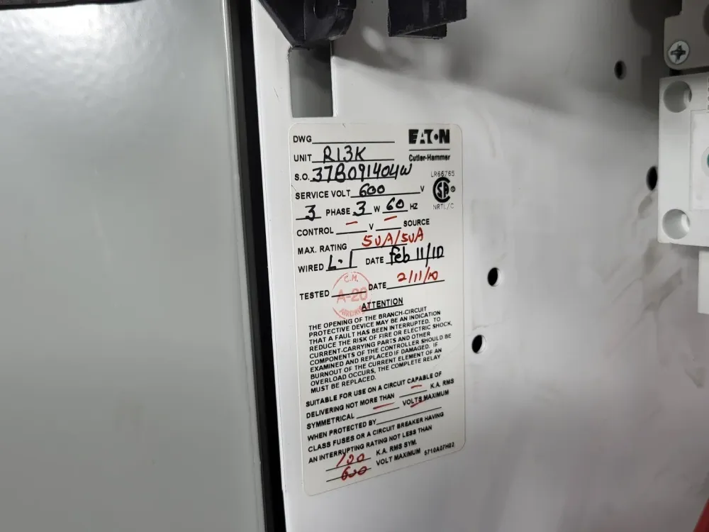 50A, 3 Pole, 600V Circuit Breaker HFD3050 Bucket Freedom 2100 MCC Frame