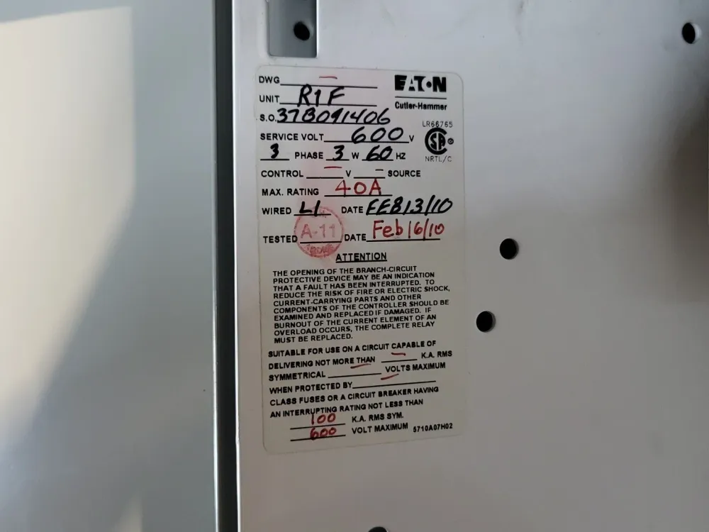 40 Amp MCC Circuit Breaker HFD3040S Bucket Freedom 2100 MCC Frame