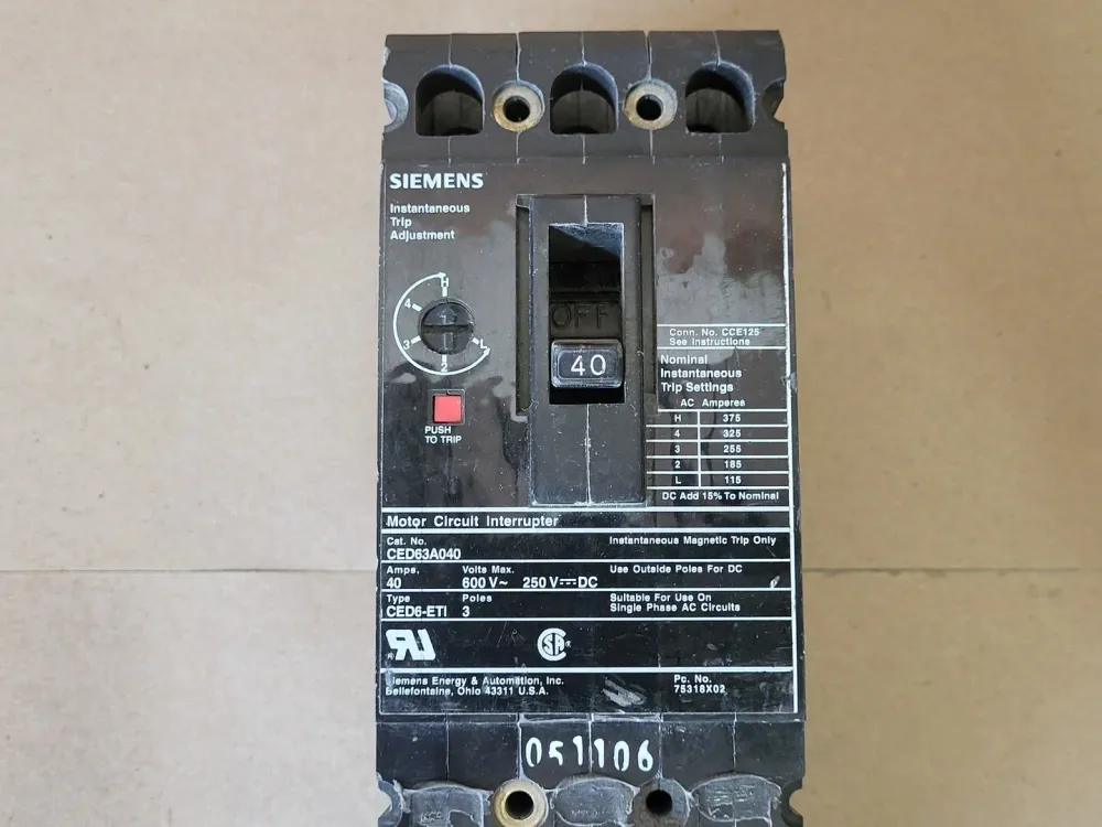 40 Amp, 3 Pole, 600 Volts Circuit Breaker CED63A040 met CE-keurmerk