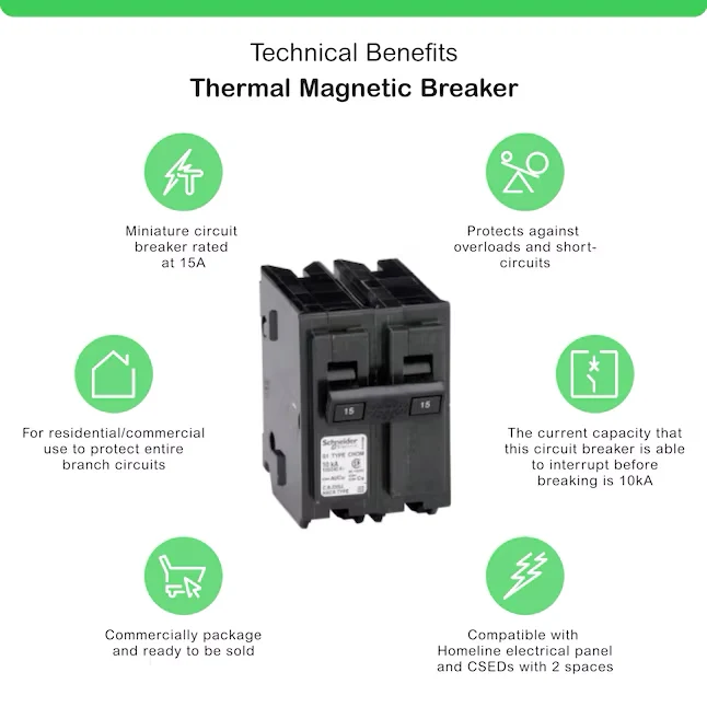 Square D Homeline 15-Amp 2-Pole Standard Trip Circuit Breaker