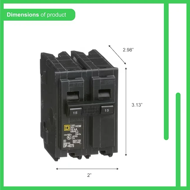 Square D Homeline 15-Amp 2-Pole Standard Trip Circuit Breaker