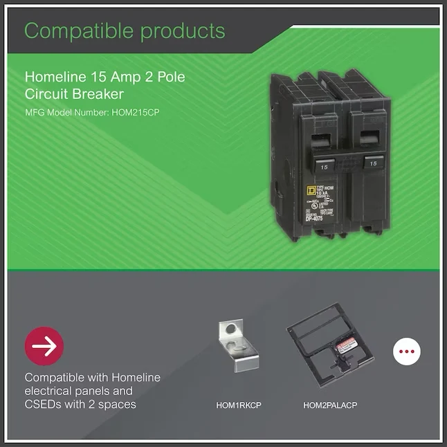 Square D Homeline 15-Amp 2-Pole Standard Trip Circuit Breaker