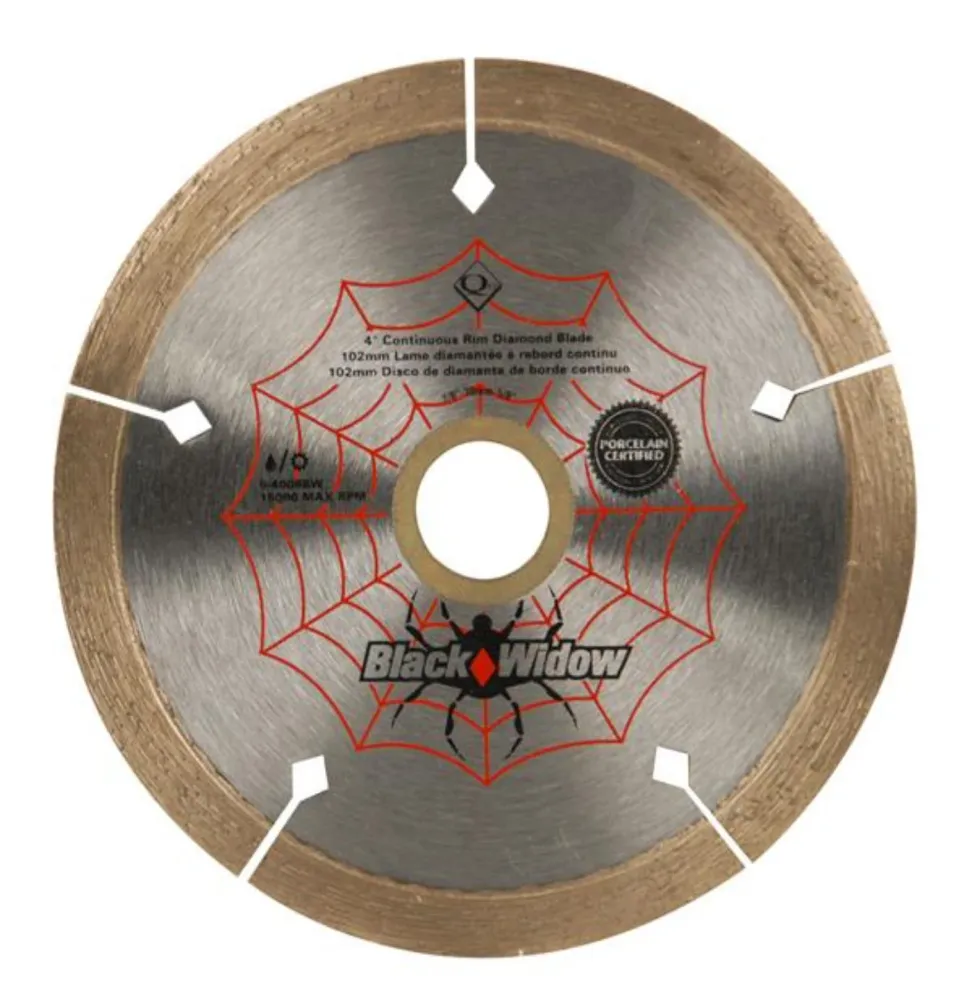 Industrieel Zwaar QEP 4" Black Widow Diamond Blade – Van keramiek & Porcelain