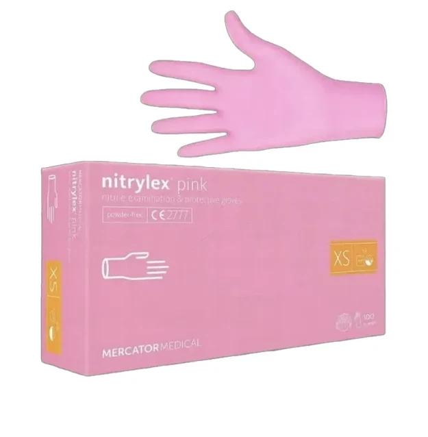 Nitrile powder-free gloves Nitrylex Mercator size XS blush
