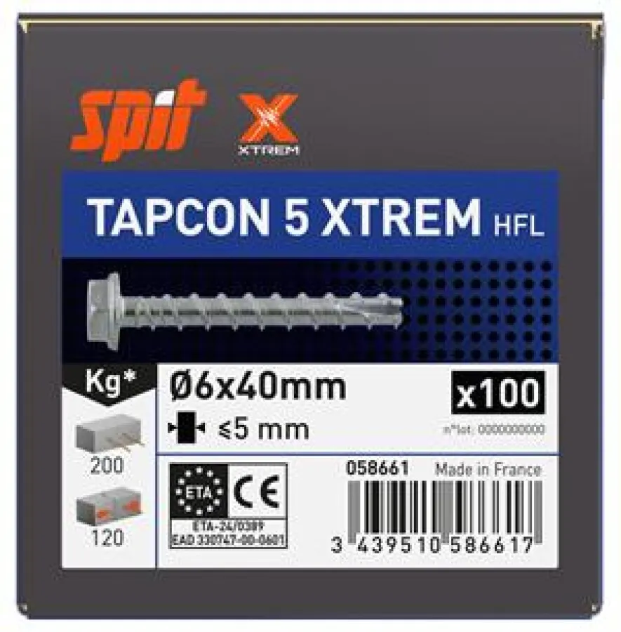 Spit Tapcon 5 HFL XTREM betonschroef zeskantkop 6x40/5