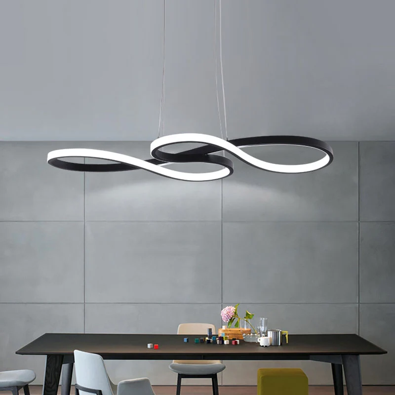 24"/29,5"/37,5" brede draaiende acryl hanglamp minimalistische LED zwart/wit hanglamp warm/wit helder met SOS-functie