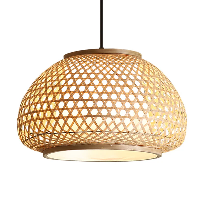 Globe hangende hanglamp met rotan kap Azië-stijl 1-lichts hangende plafondlantaarn lichtbruin met SOS-functie