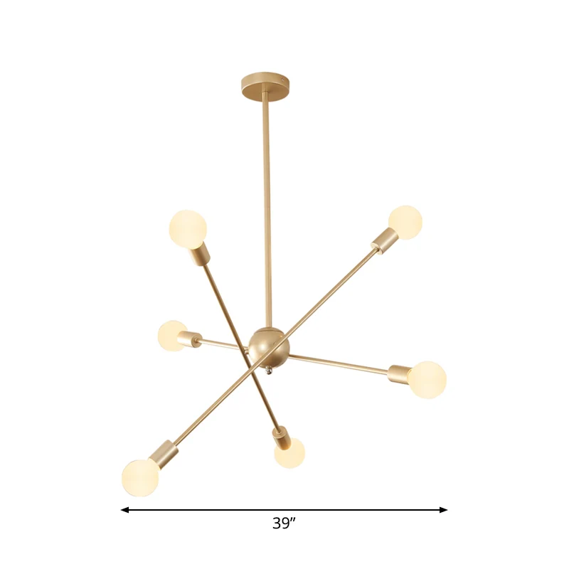 Gouden Spoetnik plafond hanglamp postmodernisme 6/8 lampen metalen kroonluchter zwak inclusief batterijen