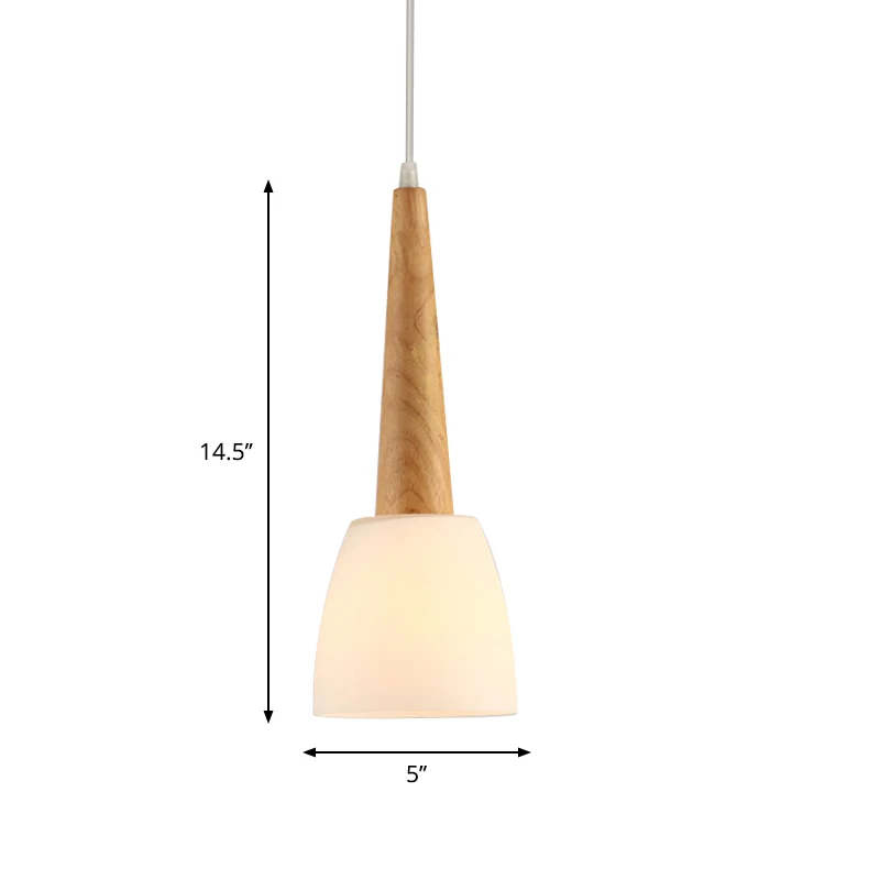 IP67 Gecertificeerde 1/3-lichts keukendinette cluster hanglamp van Scandinavisch hout met bel, melkglazen kap en handvat