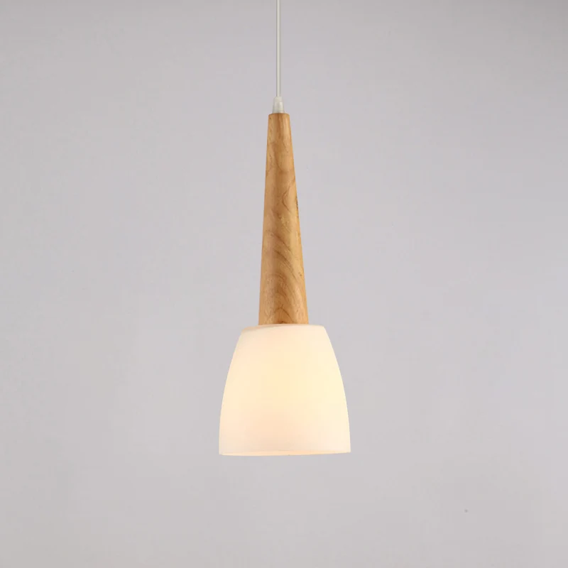 IP67 Gecertificeerde 1/3-lichts keukendinette cluster hanglamp van Scandinavisch hout met bel, melkglazen kap en handvat