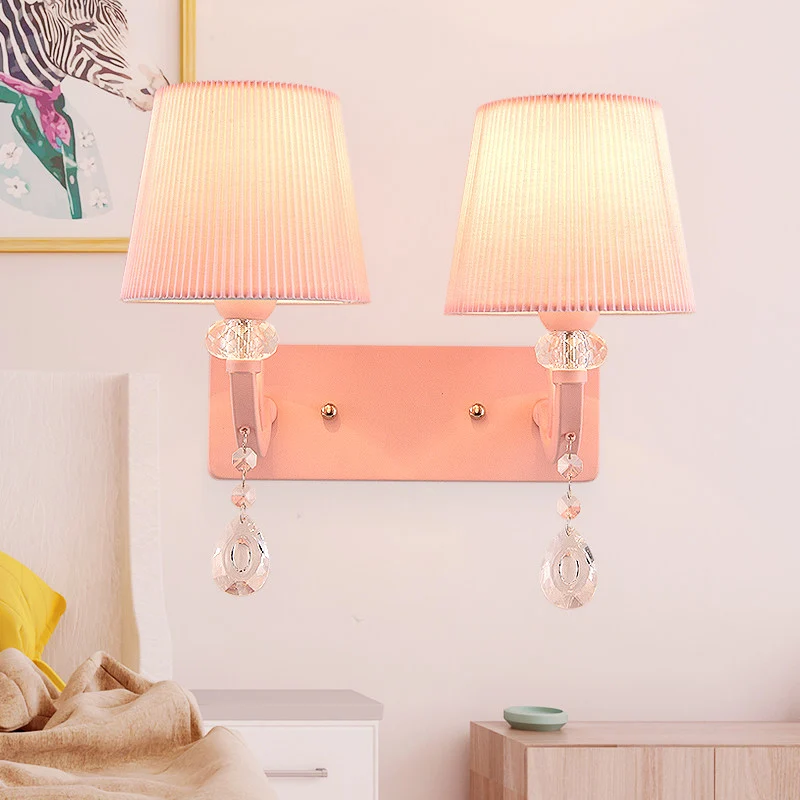IP67 Gecertificeerde Opvouwbare, taps toelopende wandlamp van stof met fel kristallen kinderkamerlamp voor meisjes roze af...