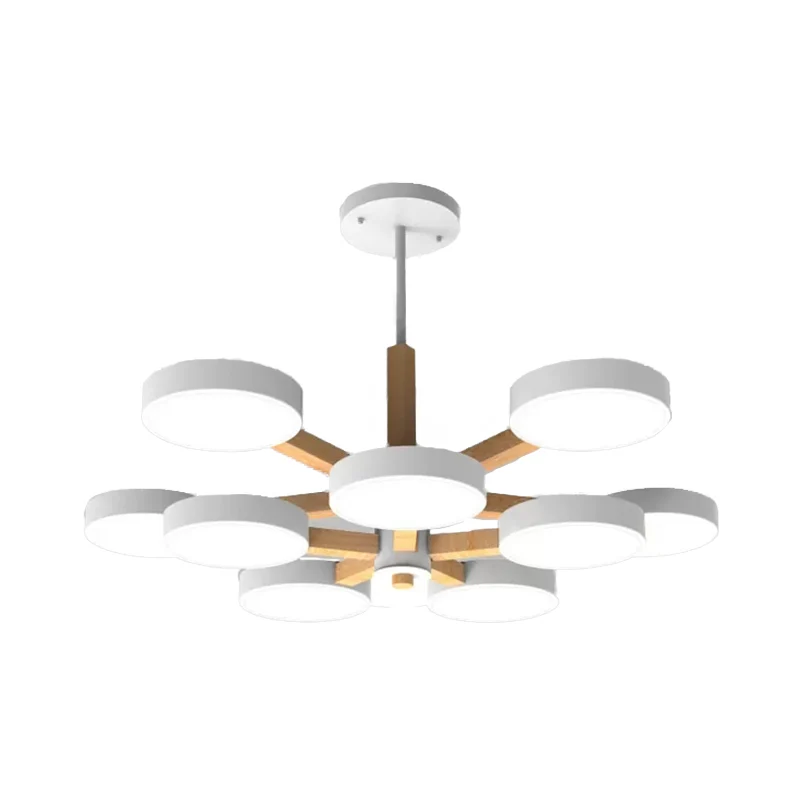 IP67 Gecertificeerde Woonkamer ronde kroonluchter acryl en hout Scandinavische stijlvolle hanglamp