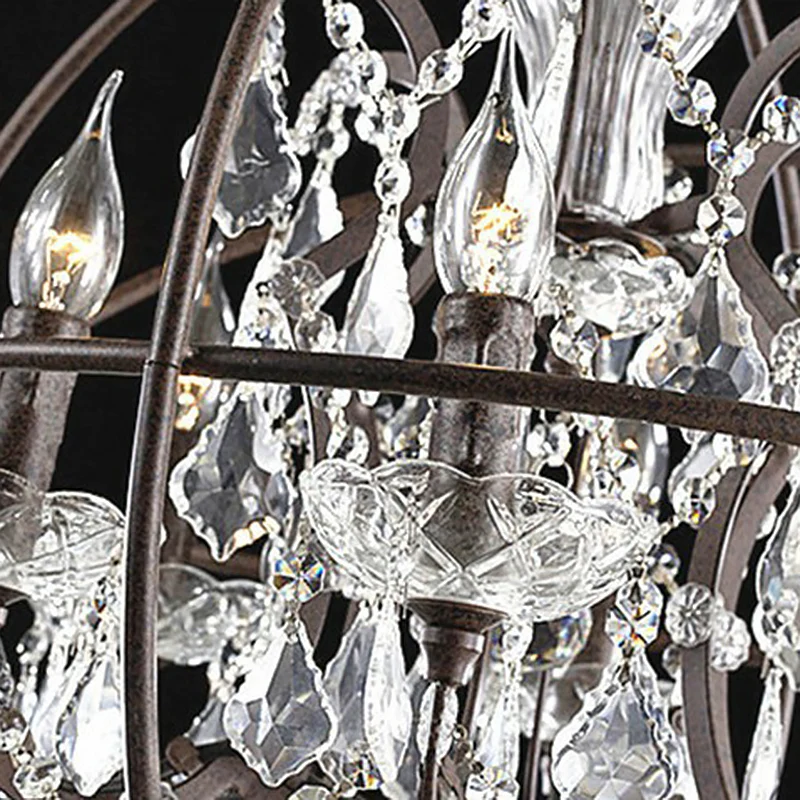IP67 Gecertificeerde Zwarte bolvormige kroonluchterlamp Rustieke metalen zwarte hanglamp met kristallen versieringen