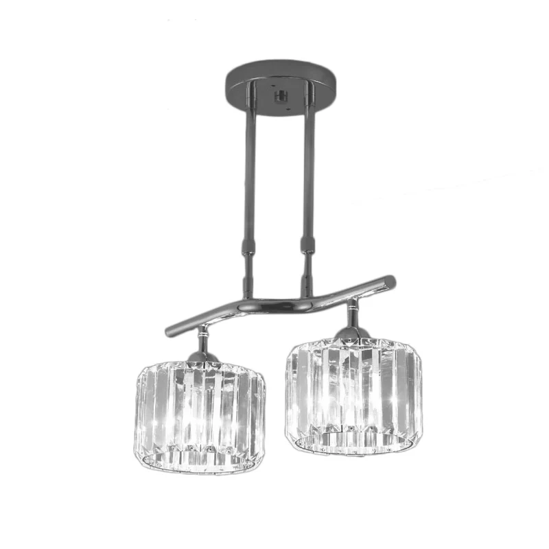 2/3 lampen eetkamer eiland hangende moderne chroom hangende plafondlamp met trommelkristallen kap met SOS-functie
