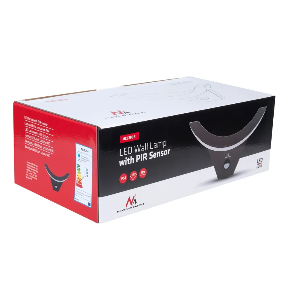 LED-lamp met infrarood bewegingssensor MCE290 B 800lm 10W IP54 Maclean Energy zwart inclusief batterijen
