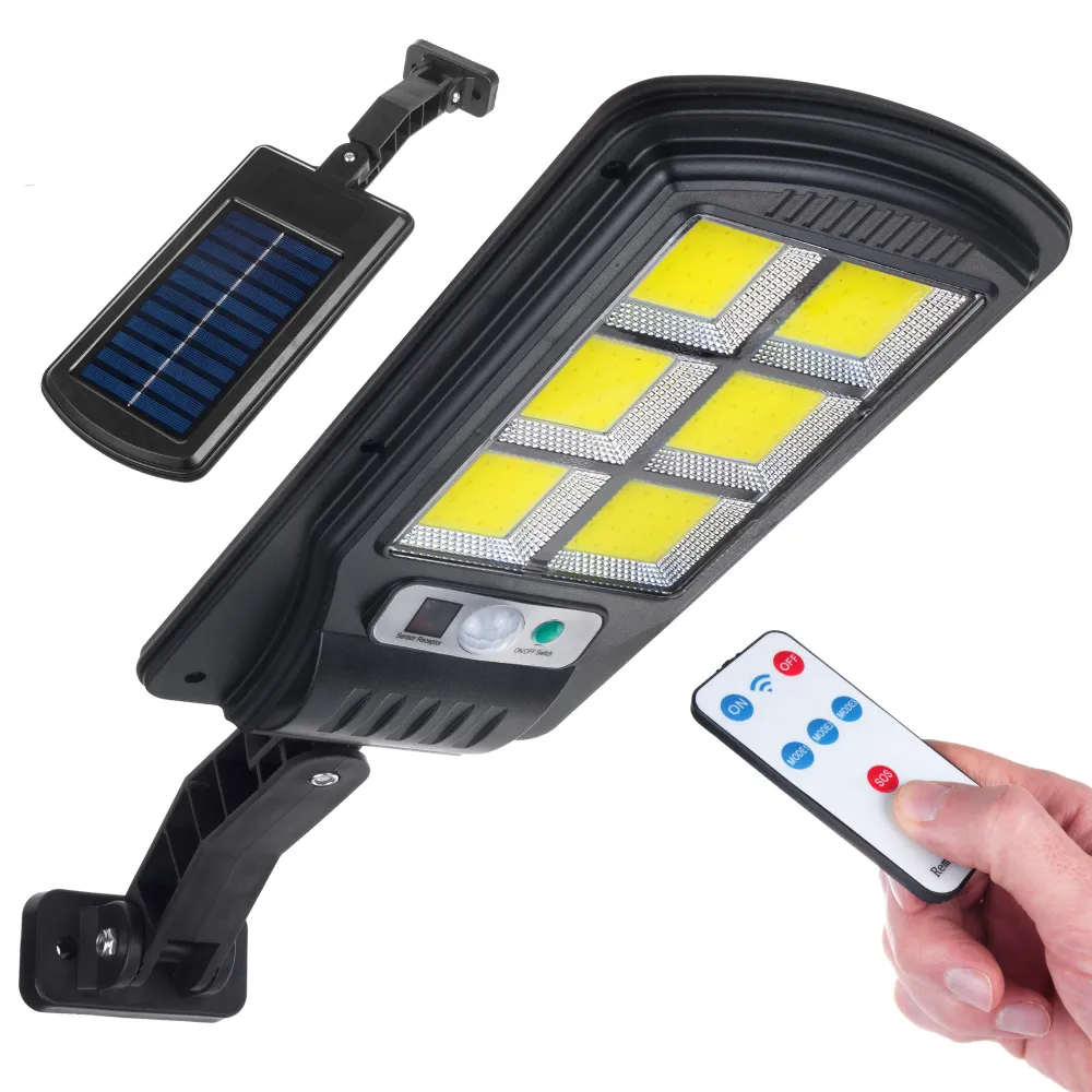 Maclean - Solar Lamp - Straatlantaarn op zonne-energie met bewegings- en schemersensor - IP54 4W 400 Lumen 6500K Afstandsb...