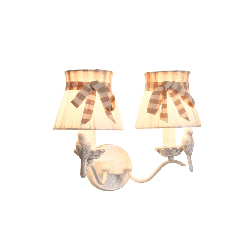 Oplaadbare LED Cone slaapkamer wandmontage lamp stof 1/2 kop modernistische wandlamp met vogeldeco wit