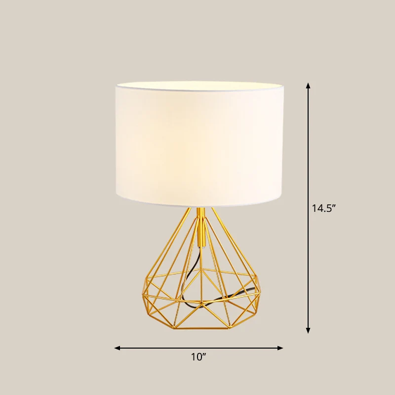 Oplaadbare LED Diamond Cage Base-nachtkastjelamp Metallic 1-kops minimalistische nachtkastjelamp met trommelstofkap
