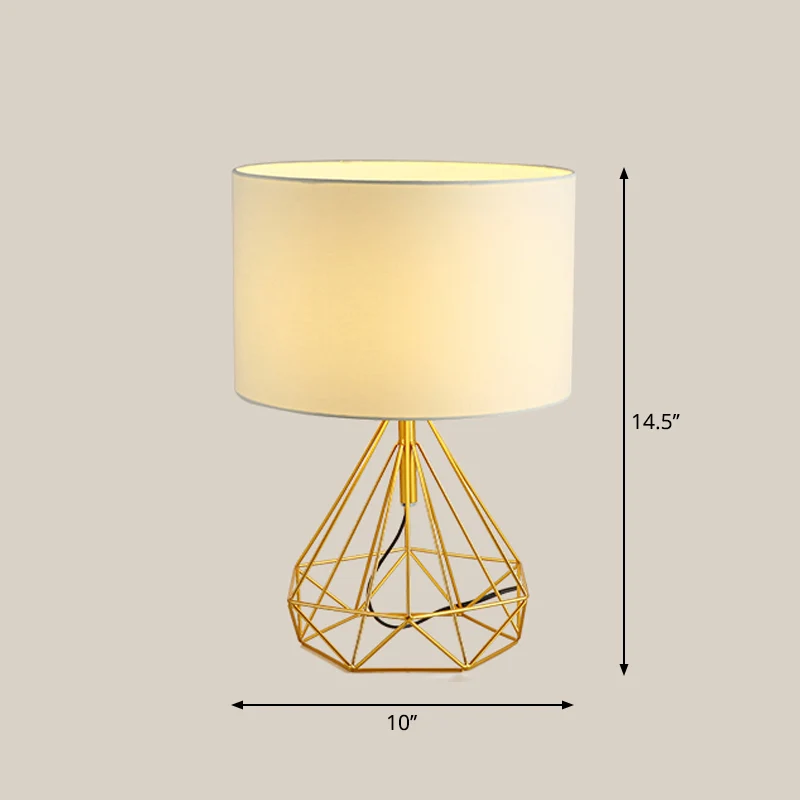 Oplaadbare LED Diamond Cage Base-nachtkastjelamp Metallic 1-kops minimalistische nachtkastjelamp met trommelstofkap