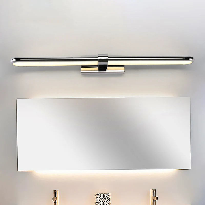 Oplaadbare LED Lineaire wandlamp hedendaags stijlvol roestvrij staal led chroom ijdelheid verlichtingsarmatuur met acryl o...