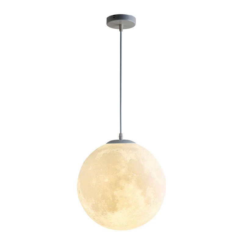 Oplaadbare LED Maanvormige LED-slingerlamp Art Deco PLA Restaurant hanglamp wit