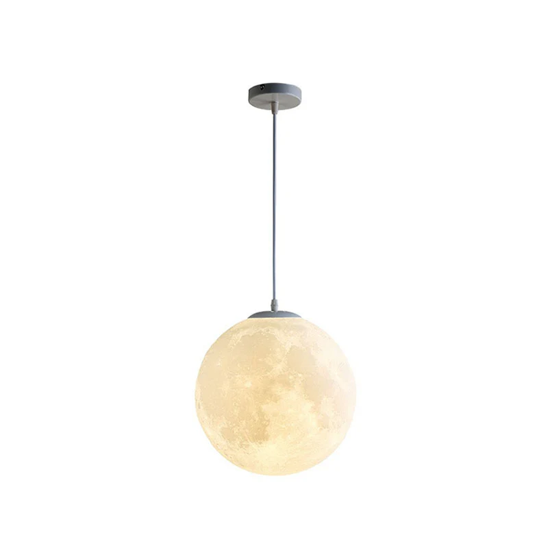 Oplaadbare LED Maanvormige LED-slingerlamp Art Deco PLA Restaurant hanglamp wit