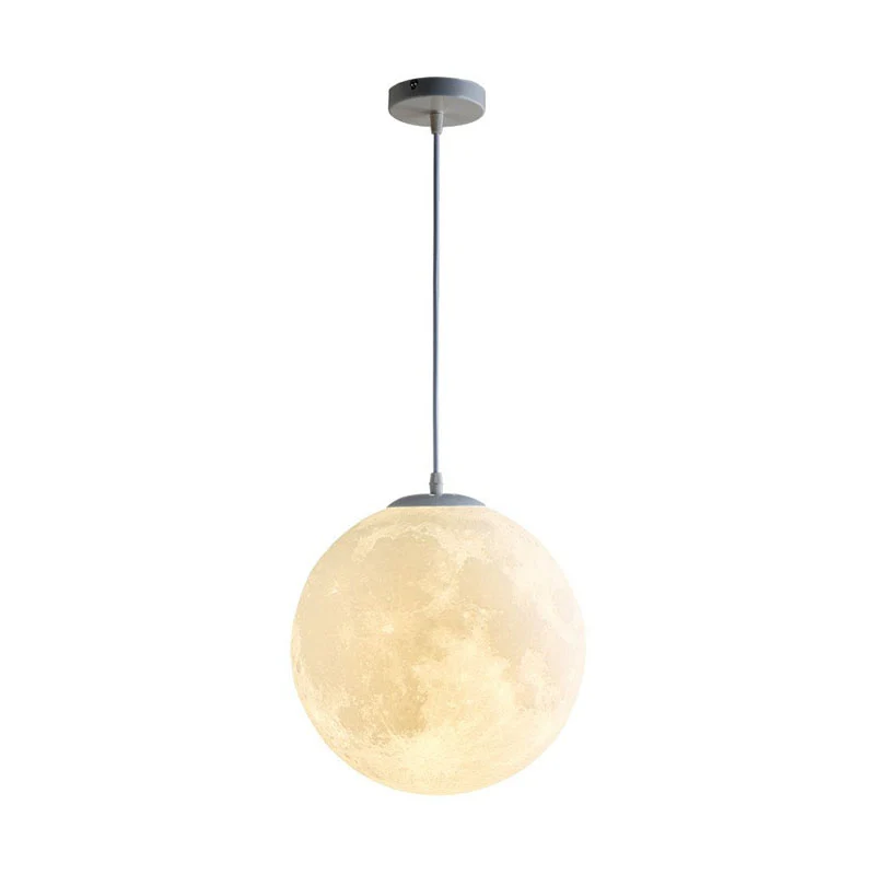 Oplaadbare LED Maanvormige LED-slingerlamp Art Deco PLA Restaurant hanglamp wit
