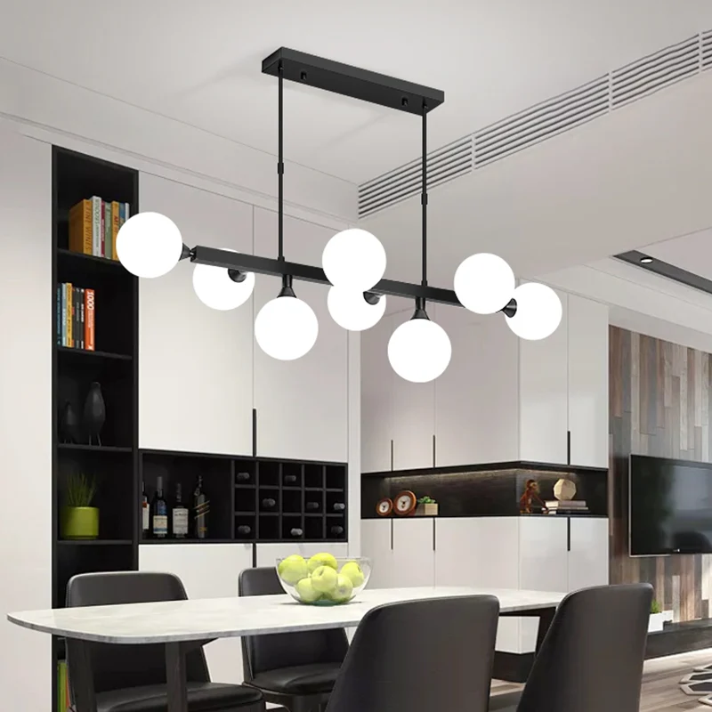 Oplaadbare LED Opaline glazen moleculaire eilandverlichting Postmoderne stijl hanglamp voor eetkamer