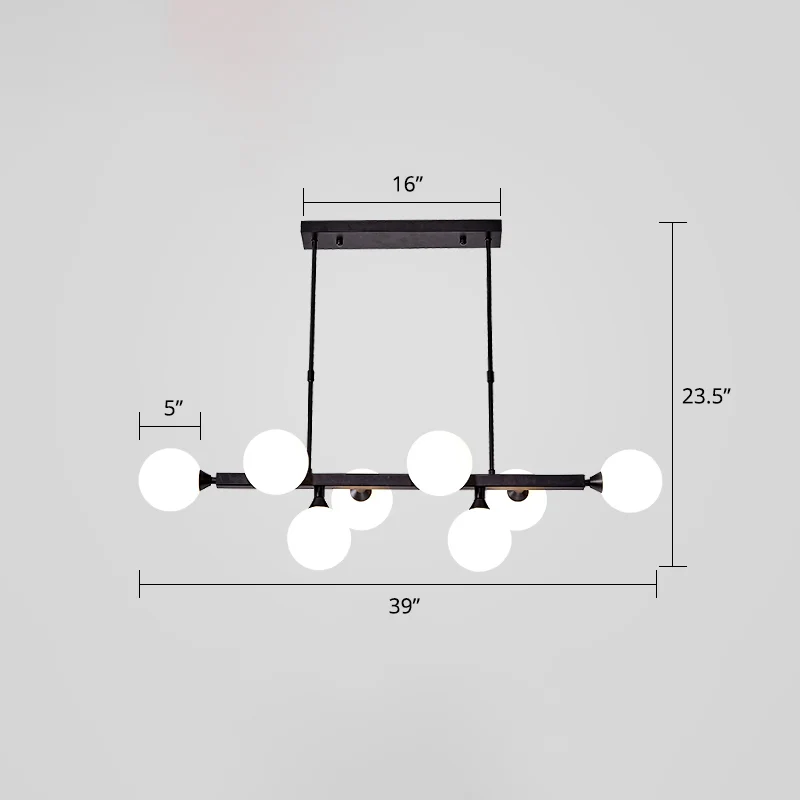 Oplaadbare LED Opaline glazen moleculaire eilandverlichting Postmoderne stijl hanglamp voor eetkamer