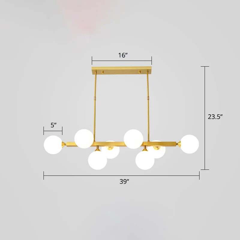 Oplaadbare LED Opaline glazen moleculaire eilandverlichting Postmoderne stijl hanglamp voor eetkamer