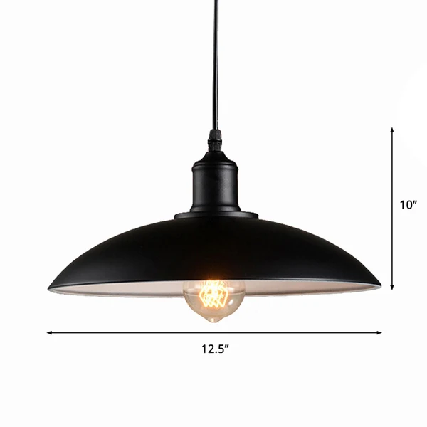 Professionele Waterdichte Industriële koepelvormige hanglamp met enkele lamp en metalen plafondhanglamp zwart