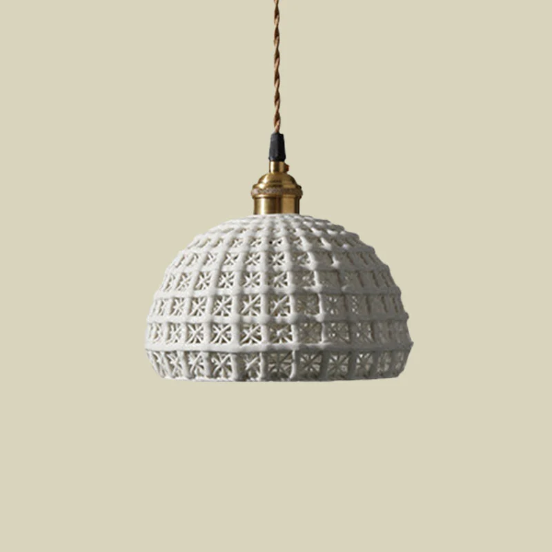 Professionele Waterdichte Nordic Grid Dome hanglamp 6,5"/8" brede enkele lamp keramiek hanglamp voor eetkamer gang - wit