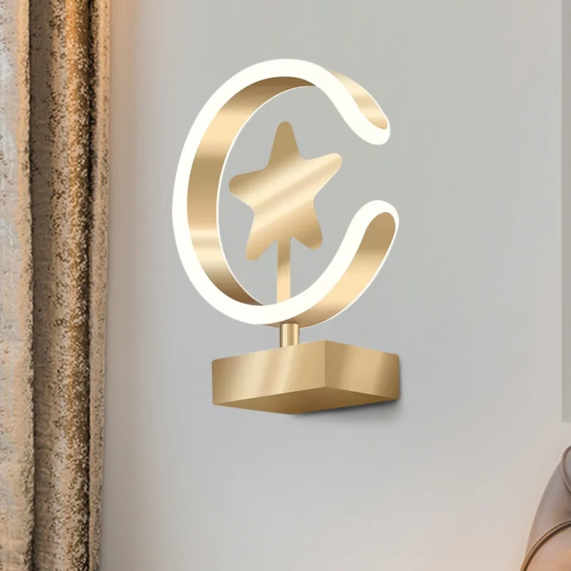 Professionele Waterdichte Ster acryl wandlamp moderne LED gouden wandlamp warm/wit zwak