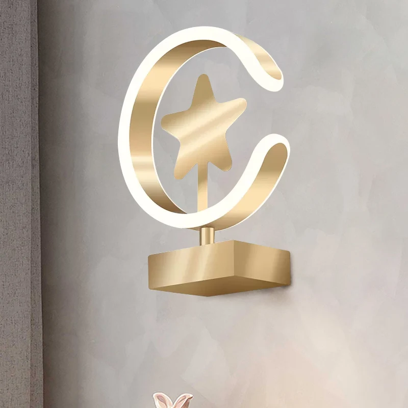 Professionele Waterdichte Ster acryl wandlamp moderne LED gouden wandlamp warm/wit zwak
