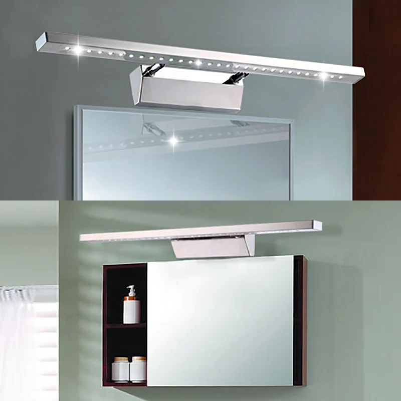 Rechthoekige ijdelheid schanslamp voor binnen, roestvrij staal 16"/19,5" W LED moderne wandgemonteerde lamp chroom, warme/...