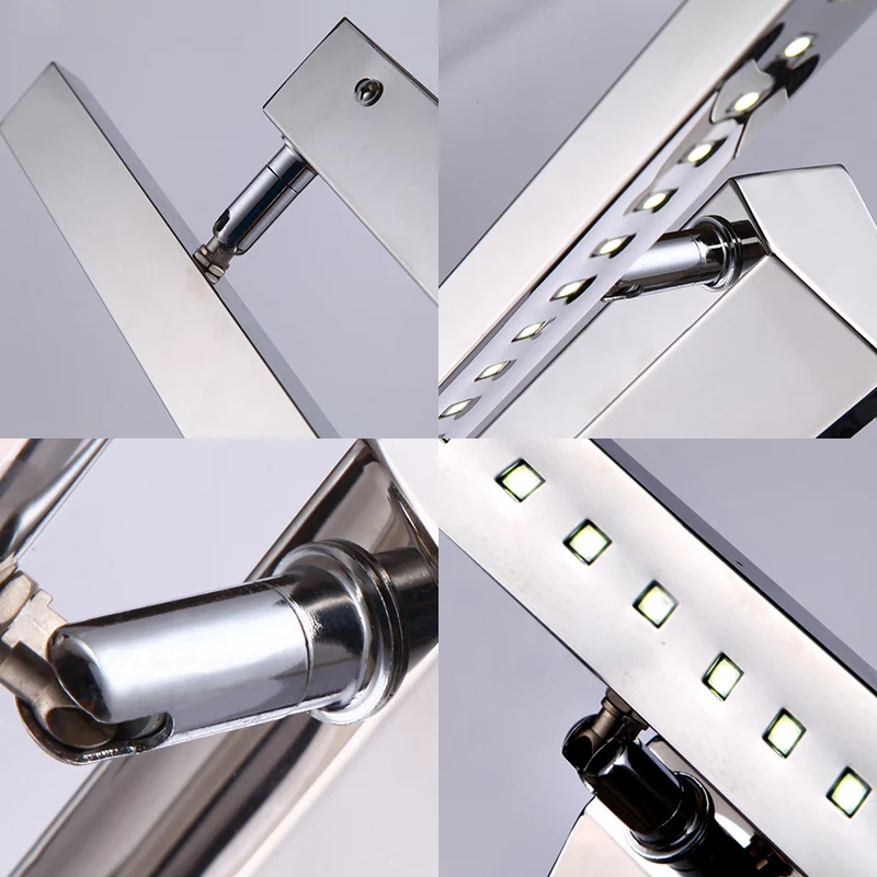 Rechthoekige ijdelheid schanslamp voor binnen, roestvrij staal 16"/19,5" W LED moderne wandgemonteerde lamp chroom, warme/...
