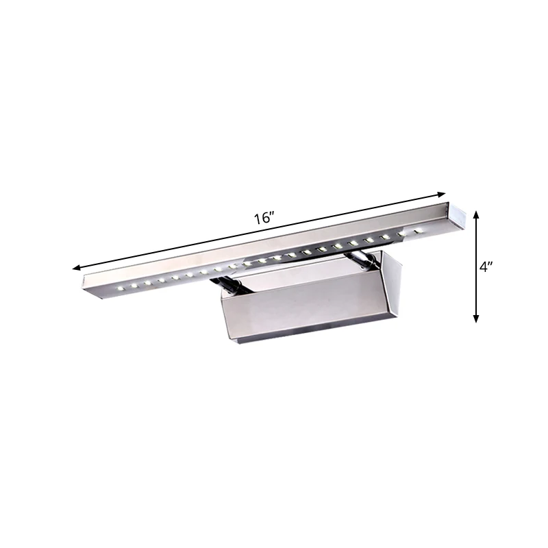 Rechthoekige ijdelheid schanslamp voor binnen, roestvrij staal 16"/19,5" W LED moderne wandgemonteerde lamp chroom, warme/...