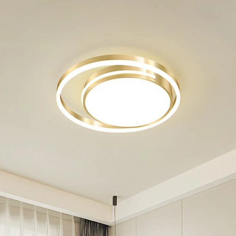 Ronde inbouwlamp Minimalisme Acryl Slaapkamer Plafondmontagelamp goud inclusief batterijen